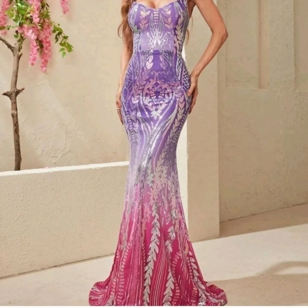 lace dress mermaid Lace-Up Long Floral Mermaid Prom Dress